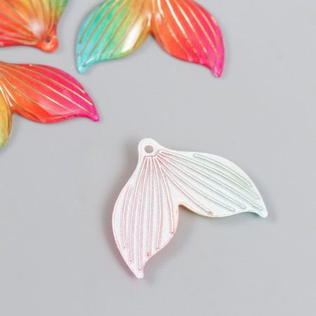 Decor for creativity plastic "Tail of a mermaid with golden lines" Rainbow 3x2.4 cm-1