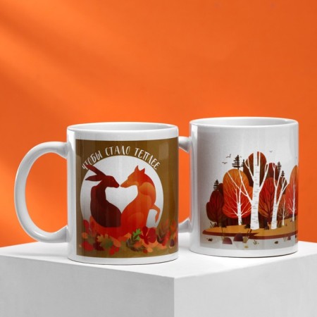 A set of mugs for two "to become warmer", 2 circles 320 ml