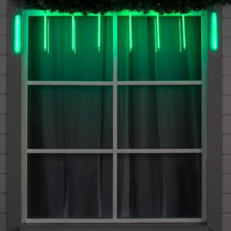 Garland "icicles" 2.5 × 0.3 m, IP65, transparent thread, 192 LED, Green glow with a drain effect, 12 V effect-2