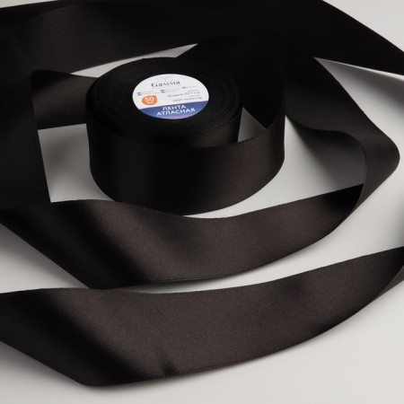 Satin tape, 50 mm × 33 ± 2 m, black color No. 113
