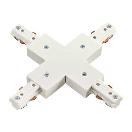 The connector for the tire pipeline X-shaped for a single-phase three-core busbar NOVOTECH, 105x105 mm, white color