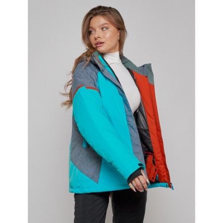 Ski jacket female winter, size 60, turquoise color-12