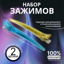 Hair clamps, set - 2 pcs, 11.5 cm, color mix