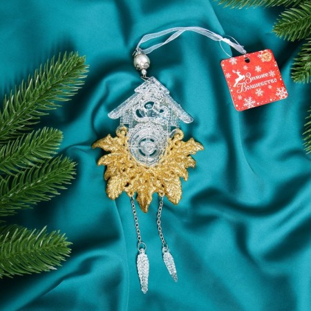 Jewelry decoration "New Year's watch shine" 10x18 cm, transparent-gold-2