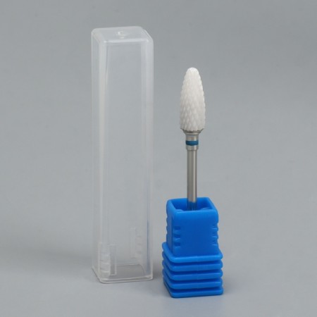Ceramic milling cutter for “corn manicure”, average cut, 6 × 15 mm, in a plastic case, white color-1