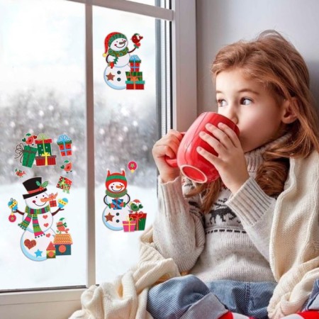 Stickers on the windows "New Year" snowmen, gifts, 41 x 29 cm-2