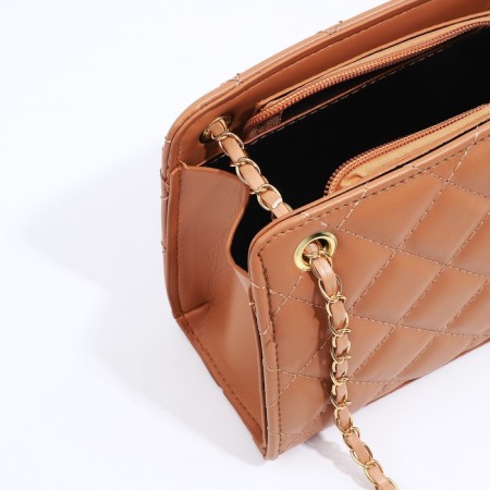 Female bag, zipper clutch, beige color-4