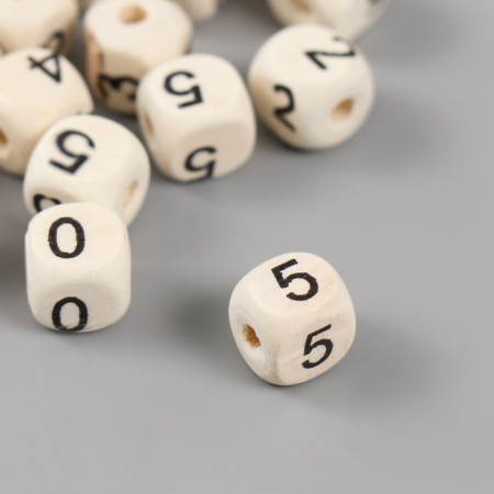 Wooden beads "Cubes with numbers" 1x1 cm (set 25 pcs)-1