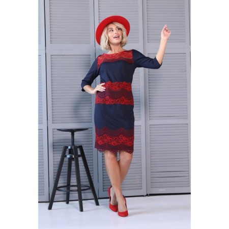 Women's dress, size 44, blue, red color-1