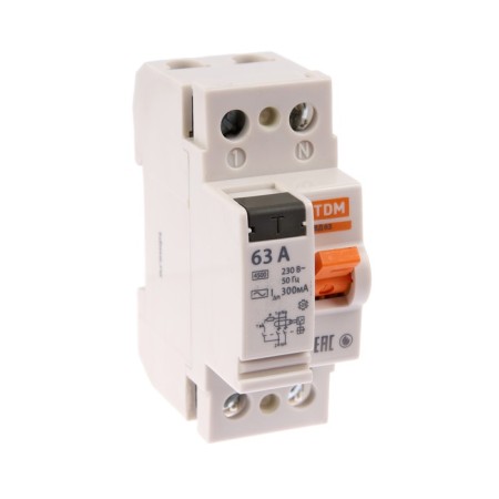 RCD TDM VD63, 2P, 63 A, 300 mA, electronic, SQ0220-0024-1