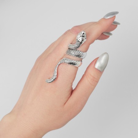 Ring "snake" ribbed, silver color, dimensionless-2