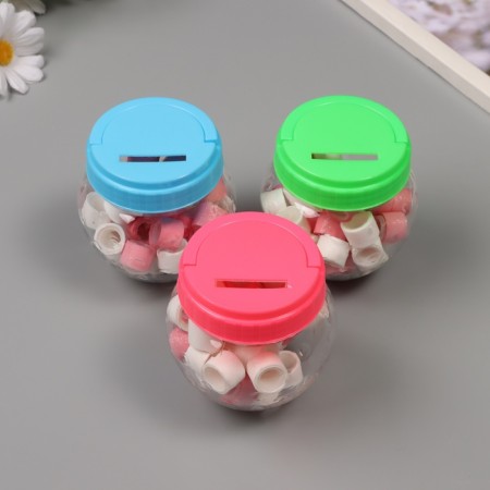 Glue tape plastic in the jar "White and Pink" NR 40 pcs 1.2 cm, dl. 0.9 m 7x7x9 cm-1