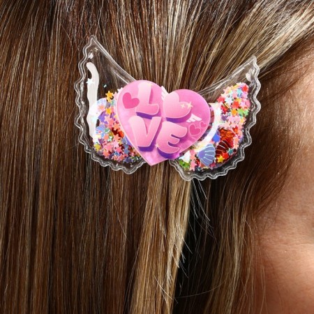Hair hairpin with a shaker LOVE, 6 x 4.5 cm-4