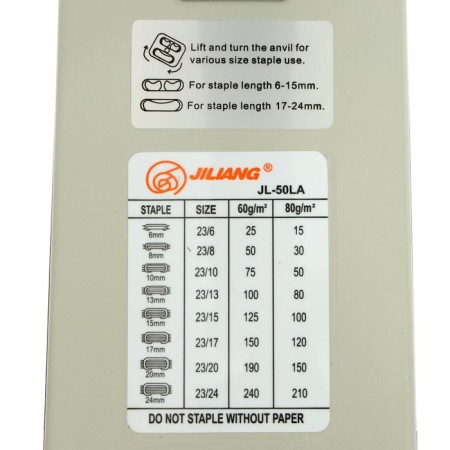 Stapler No. 23 "Big", metal, up to 210 sheets, white/black-8