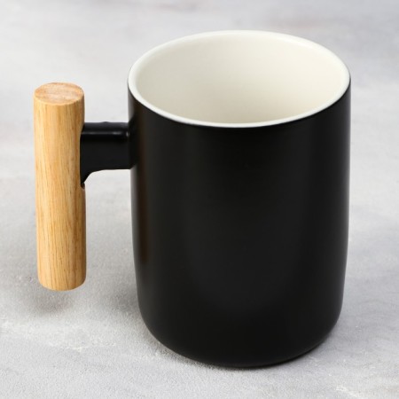 Ceramic “Strength and Courage” mug, 400 ml, black color-2
