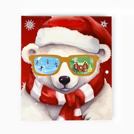 Package Gift New Year Laminated "Teddy Bear", M 30 x 26 x 9 cm, New Year-4