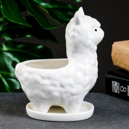 Pot "Lama Lyol" White, 15x8x12cm-2
