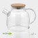 Glass teapot with a bamboo cover and a metal filter Bellatenero "Eco", 1.2 liters