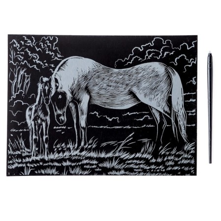 Family engraving with the effect of Gold "Horses"-2