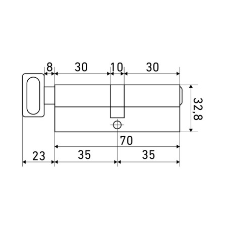 The cylinder mechanism standard MAX, 70 mm (35x35V), 5 keys, key/turntable, matte gold 1066395-2