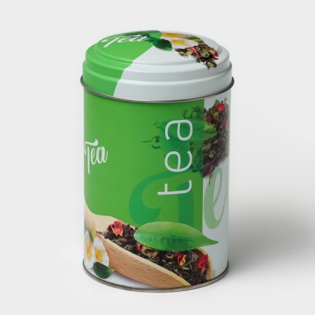 Bank for bulk products "Scandy Green Tea", 1.1 L, D = 9.9 cm, h = 14.5 cm, tin, green color