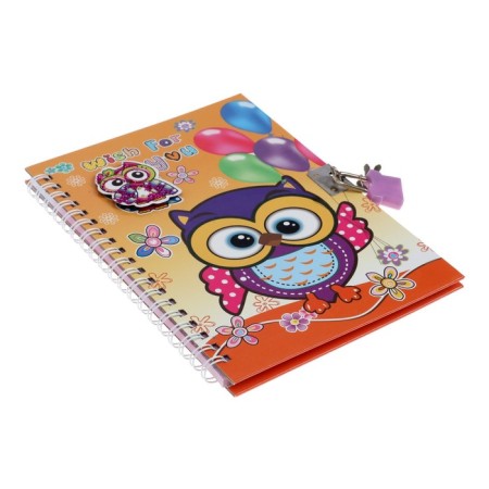 Notebook Gift Book on the lock, A6+, 50 sheets, line, "Owl", mix-2