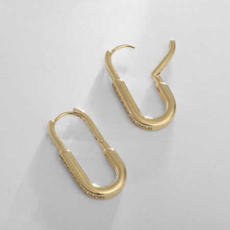 Earrings with rhinestones Xuping recognition, path, white color in gold-1