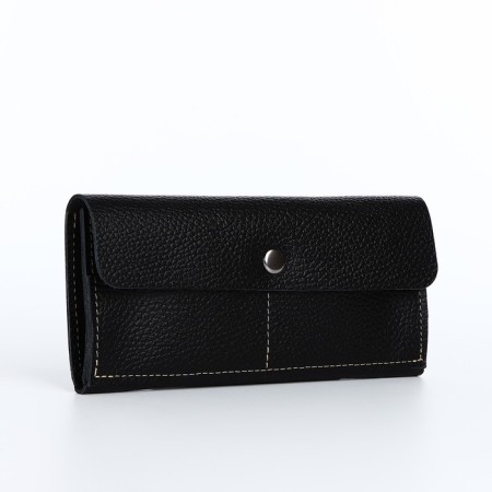 Women's wallet on the button, black color