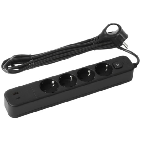 Network filter USF-4S-3M-3M-2XUSBAC-B with basic protection with a circuit breaker 4 outlet+2XUSBA+C 2.4A 3M 10A 10A 10A