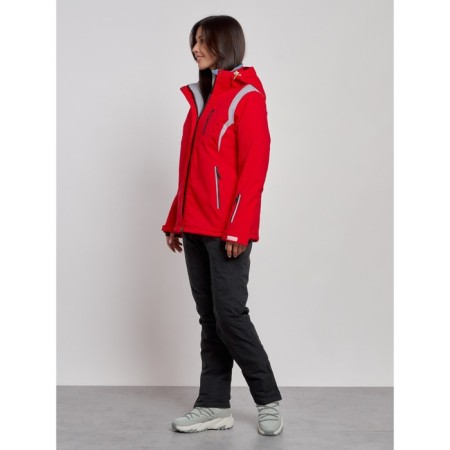 Ski costume female winter, size 42, red color-4