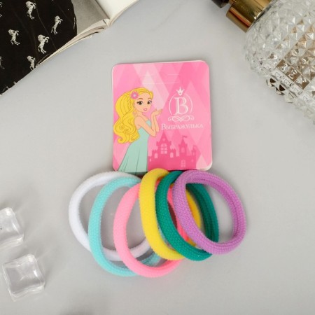 Hair elastic band "Mahrushka Sport" (set 6 pcs) volume brightness, 4.5 cm, mix