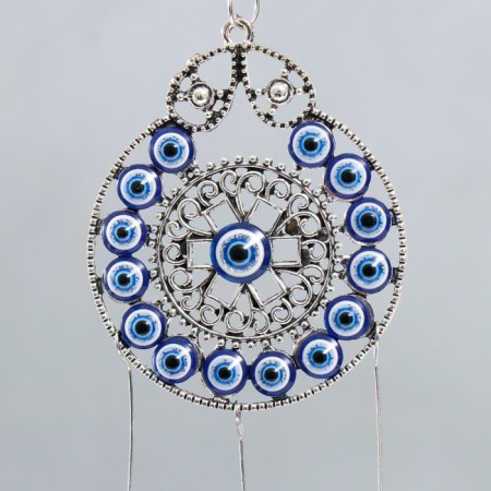 Wind Music Metal "Openwork Circle" from the evil eye 2 bells 24 cm-1