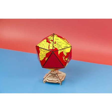 Designer Wooden 3D Ewa Globe Icosahedron with a secret (box, safe) red-9
