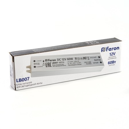 Electronic transformer for 12 W LED tape, Feron, LB007, 5A, 60 W-1
