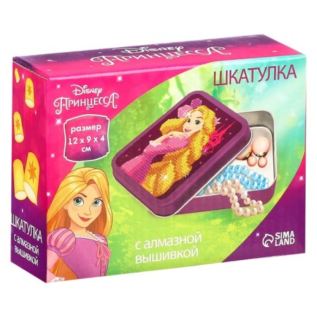Diamond mosaic on a box, 12x9x4 cm, princesses-7