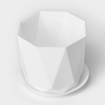 Pot for flowers with a prize pallet, 1 l, white color-1