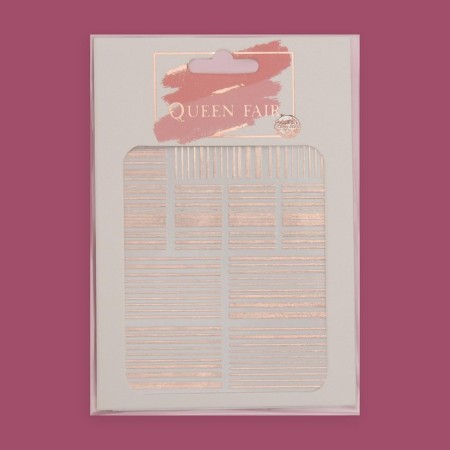 Nail stickers "strips", metallized, pink gold color-1