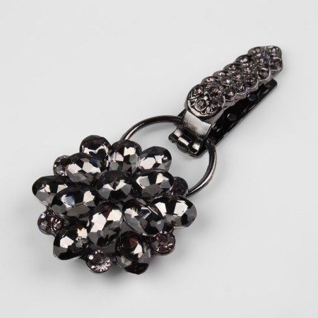 Decorative fastener "Glass Flower", 10.5 × 5 cm, black color
