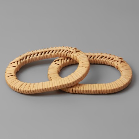 Handles for bags are wooden, wicker, d = 9.8 × 5.9 / 13.5 × 9.5 cm, 2 pcs, beige color-1