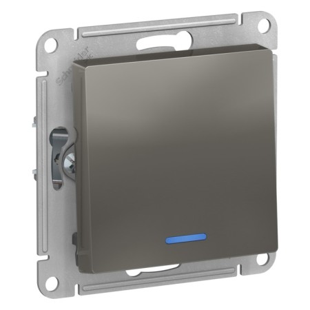 Switch SE AtlasDesign, 10 A, 1 key, with backlight, CX.1A, mechanism, color steel-1