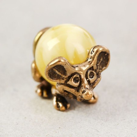 Souvenir Koshelki "Mouse Zagrebushka with amber ball", with natural amber-3