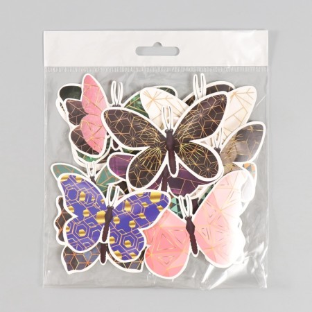 Butterflies cardboard "Geometry with gold" set 12 pcs h = 4-10 cm-7