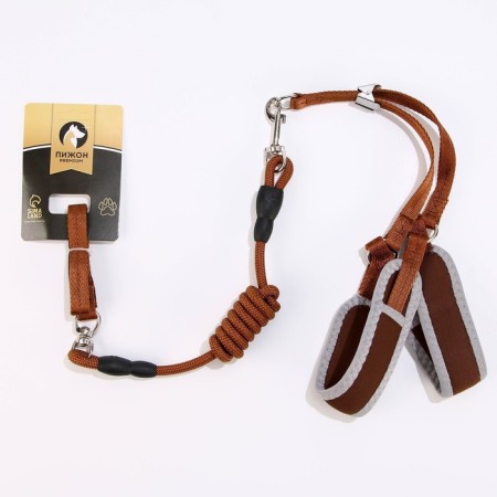 Soft holl set, leash 120 x 1.5 cm with a swivel, m, ok 32-72 cm, og 32-72 cm, brown-5