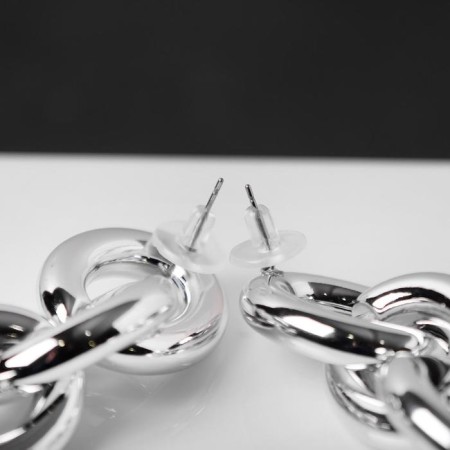 Earrings Metal "Chain" Round links 4 pcs., Silver color-1