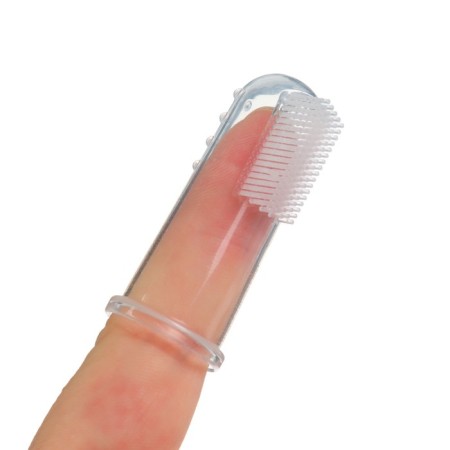The teether is a children's massager in a container, 3 in 1, per finger, silicone from 3 months.-11