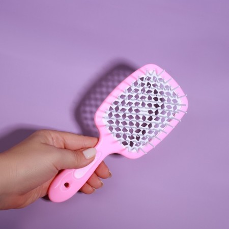 The comb is massage, wide, ventilated, 8.5 × 20.5 cm, PVC box, pink/white color-7