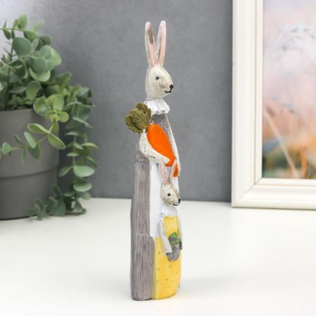 Polystone souvenir "Bunny with baby and carrot" 23x3.5x5.2 cm-1