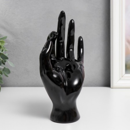 Souvenir polystone stand for jewelry "Hand" black 16.5x8 cm-2