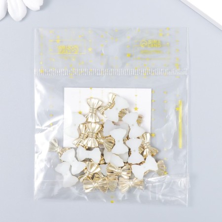 Decor for creativity plastic "Bows" gold set 30 pcs 0.9x1.3 cm-3