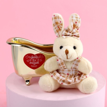 Soft toy "Love will win everything", bunny, color mix-1